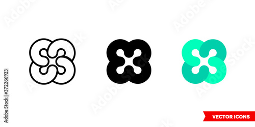 Ethos cryptocurrency icon of 3 types color, black and white, outline. Isolated vector sign symbol.