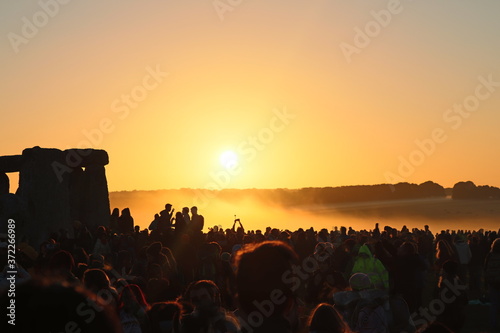 Dawn of summer solstice on the 21st of June 2019. The summer solstice marks the longest day of a year and is celebrated by people of different culture around the world.