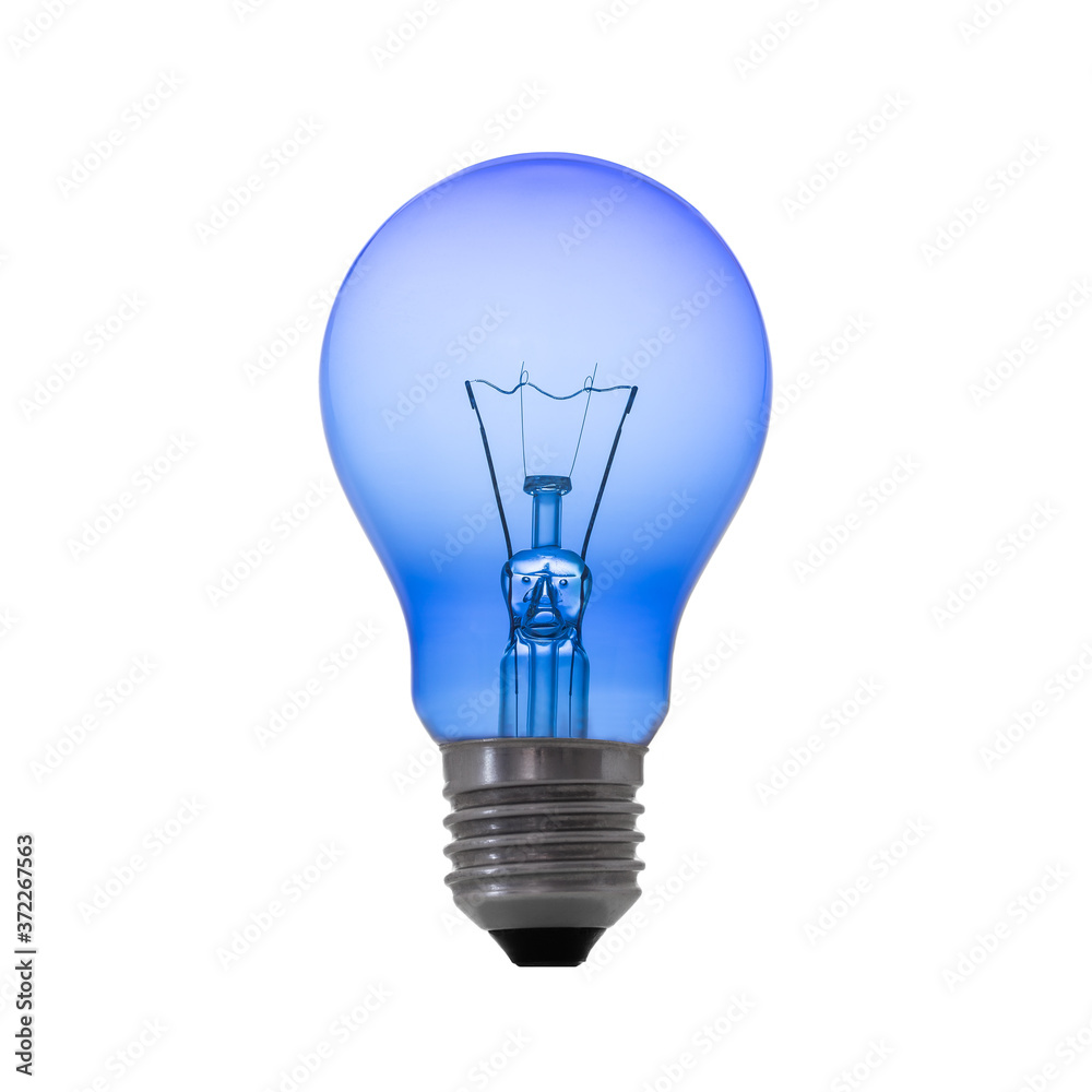 Blue color light bulb lamp isolated on white background. Blue color light bulb lamp isolated on white background.