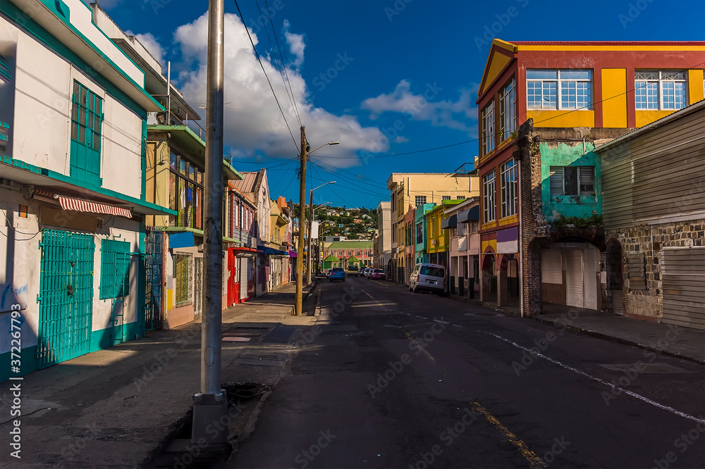 A view along a main street in Kingstown, Saint Vincent