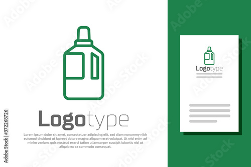 Green line Fabric softener icon isolated on white background. Liquid laundry detergent, conditioner, cleaning agent, bleach. Logo design template element. Vector Illustration.