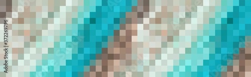 Abstract texture, color combination. Pixel squares in green, blue, turquoise, beige, grey and brown colors, shades and nuances. Suitable for backgrounds and printing.