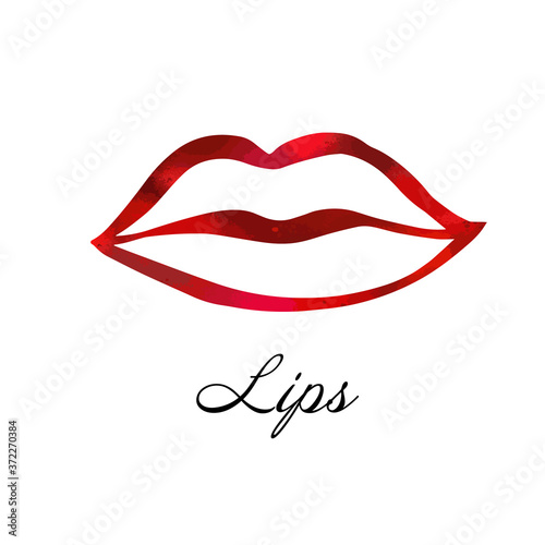 Red lips, sexy woman's kiss with birthmark, flat style, vector illustration. Beauty logo. Element design multi-colored lips