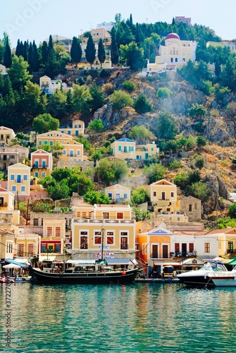 Greece, Symi island, scenic in Yalos, the port of Symi.