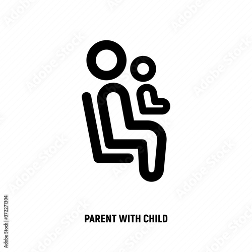 Thin line icon of priority seat for mother with child. Vector illustration.