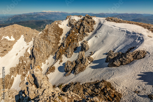 Stunning landscape. View of Gran sasso from sirente mount. Abrzzo - Italy photo