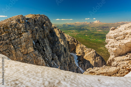 Stunning landscape. View of Gran sasso from sirente mount. Abrzzo - Italy photo