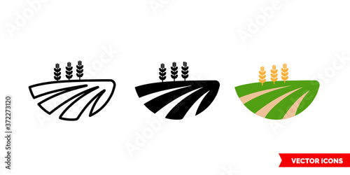 Field and millet icon of 3 types color, black and white, outline. Isolated vector sign symbol.