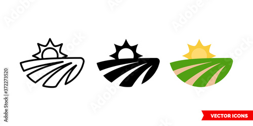 Field icon of 3 types color, black and white, outline. Isolated vector sign symbol.