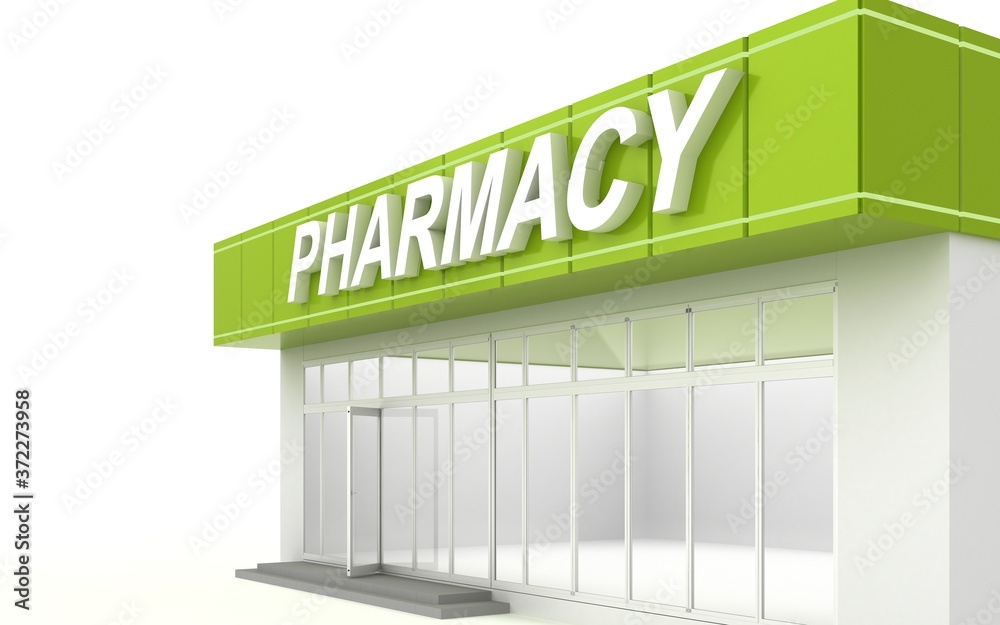 3D illustration of a pharmacy store 3D illustration of a pharmacy store