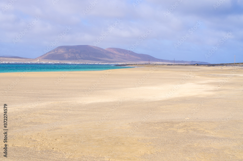 Risco beach surrounded by cliffs on Lanzarote, Spain Risco beach surrounded by cliffs on Lanzarote, Spain