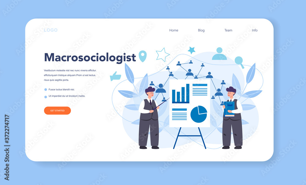 Sociologist web banner or landing page. Scientist study of society, Sociologist web banner or landing page. Scientist study of society,