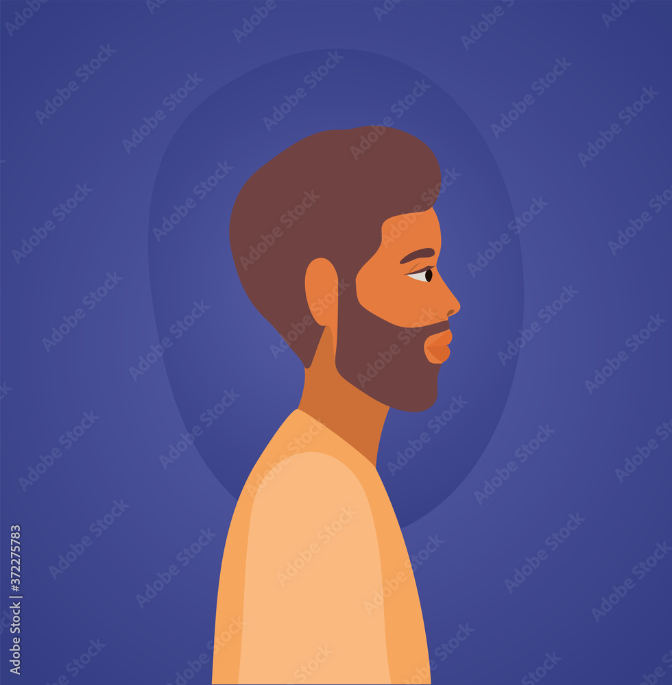 man cartoon with beard in side view on blue background design, Boy male  person people human social media and portrait theme Vector illustration  Stock Vector | Adobe Stock