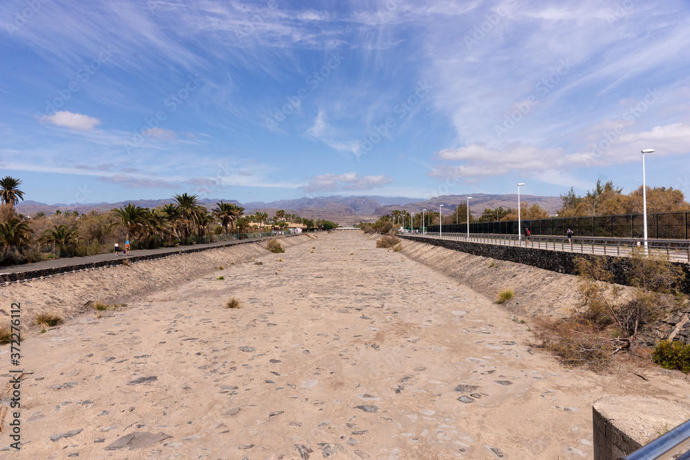 Fototapeta premium Empty and dry river bed in Gran Canaria