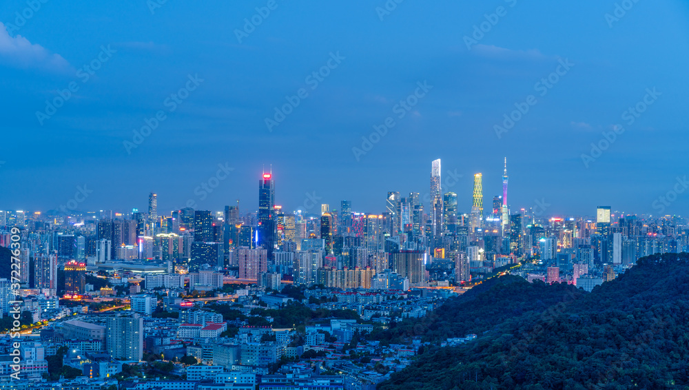 Guangzhou urban cityscape skyline night scene