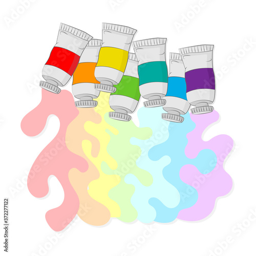 Picture of paint in colored tubes. Vector