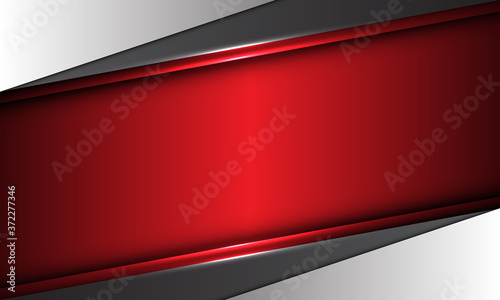 Abstract red metallic banner on grey design modern futuristic background vector illustration.