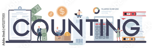 Accountant typographic header concept. Professional bookkeeper. Concept
