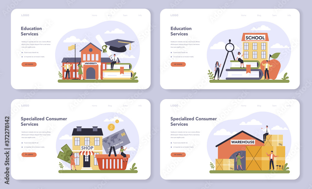 Fototapeta premium Consumer service sector of the economy web banner or landing