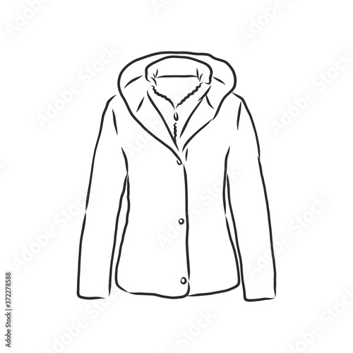 Vector Sketch Parka Jacket. Winter Outerwear. warm jacket, vector sketch illustration © Elala 9161
