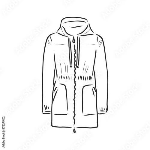 Vector Sketch Parka Jacket. Winter Outerwear. warm jacket, vector sketch illustration