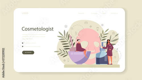 Cosmetologist web banner or landing page, skin care