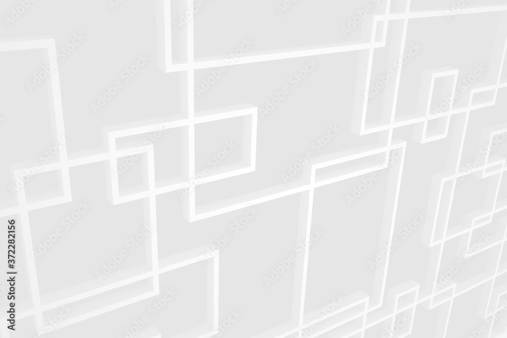 Geometrical shapes background. Black and white minimalist tech wall. Abstract 3D backdrop.