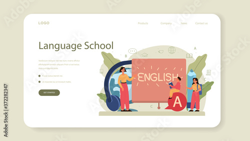 English class web banner or landing page. Study foreign languages