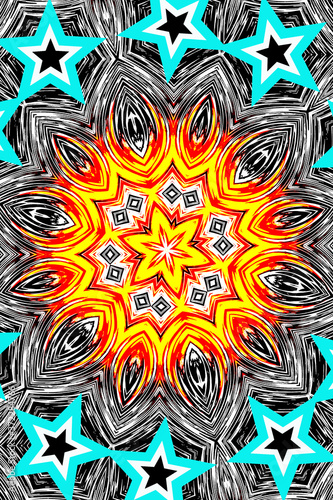 Polynesian Illustration, Grunge digital Texture.