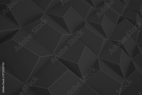 Fototapeta Naklejka Na Ścianę i Meble -  Trigonal abstract shapes background. Low poly triangles mosaic. Black and white crystals backdrop.
