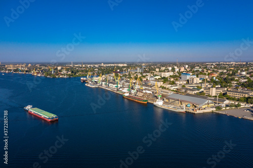 Kherson city landscape near the Dnieper river aerial view