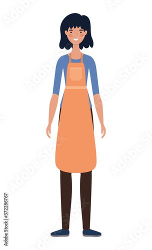 saleswoman cartoon with apron design of Shopping commerce and market theme Vector illustration
