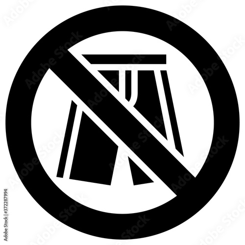 No shorts forbidden sign, modern round sticker