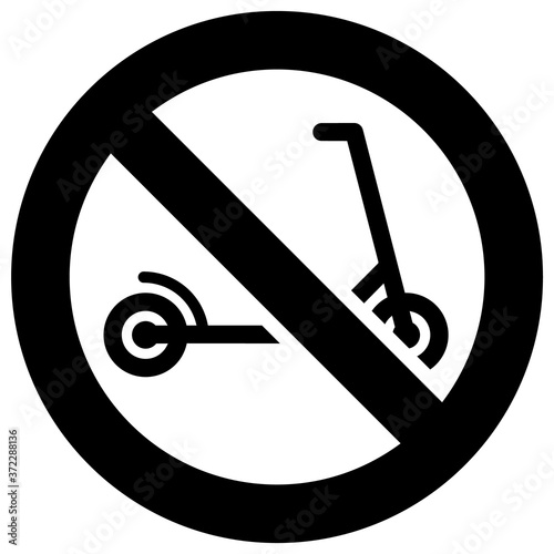 No push scooter forbidden sign, modern round sticker
