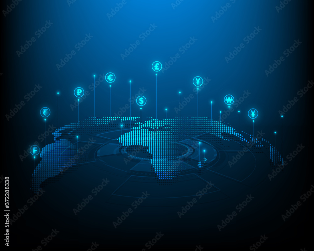 Currency network global money transfer Eps10 vector illustration Currency network global money transfer Eps10 vector illustration
