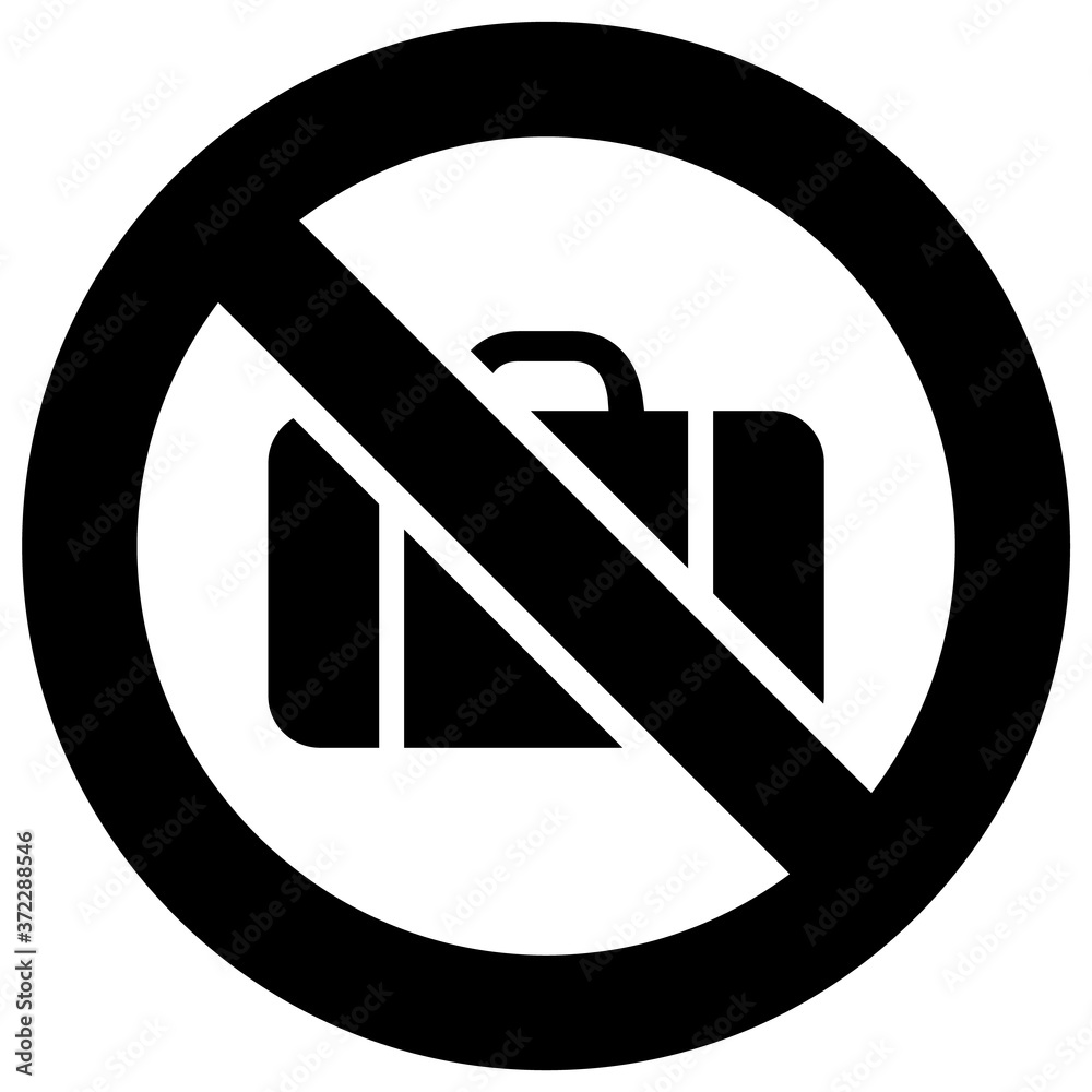 No baggage forbidden sign, modern round sticker No baggage forbidden sign, modern round sticker