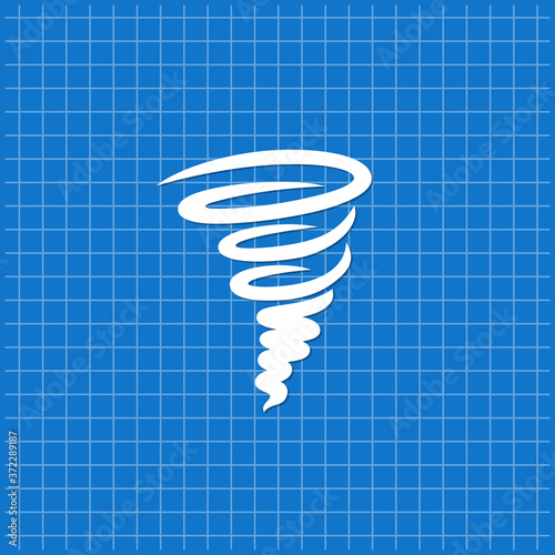 Blue banner with tornado icon