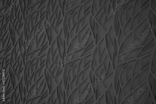 Minimalist organic abstract background. Natural black and white cyberpunk structure. Three-dimensional render visualization of microscopic shapes.