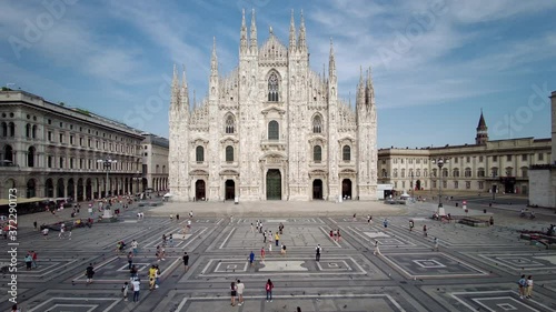 Milan, Italy. view of Duomo square e view of the main facade of the Cathedral
