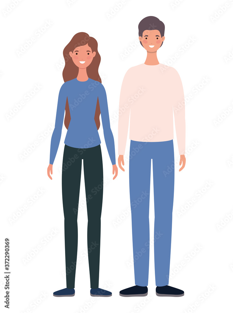 Woman and man avatars cartoons design, Person people and human theme Vector illustration Woman and man avatars cartoons design, Person people and human theme Vector illustration