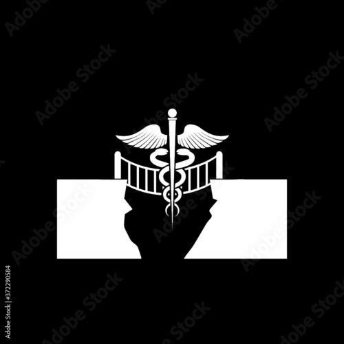 Caduceus symbol icon isolated on dark background