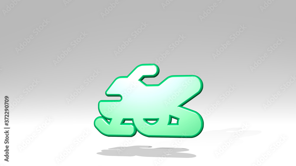skiing snow scooter 3D icon casting shadow, 3D illustration for winter and mountain skiing snow scooter 3D icon casting shadow, 3D illustration for winter and mountain
