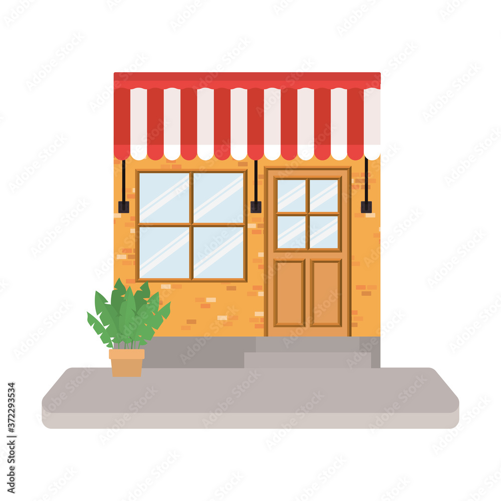 store with tent and plant inside pot design of Shop supermarket and market theme Vector illustration store with tent and plant inside pot design of Shop supermarket and market theme Vector illustration
