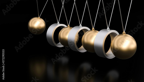 abstract gold and black newton pendulum.