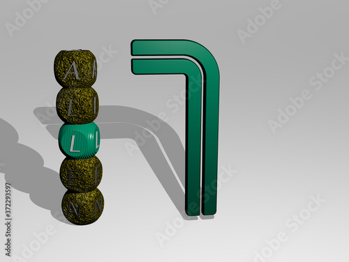 ALLEN 3D icon and dice letter text, 3D illustration for background and blue