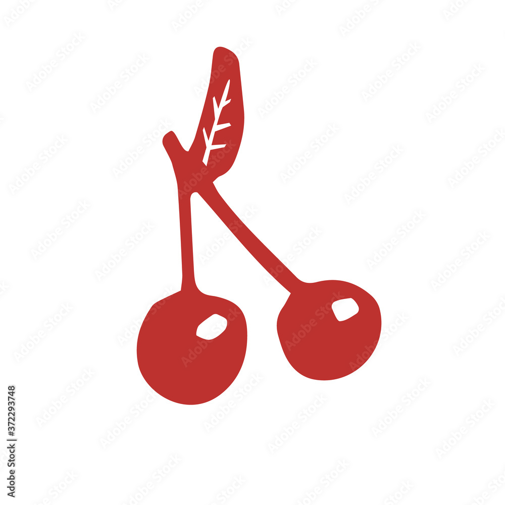 Hand drawn doodle red cherry Hand drawn doodle red cherry