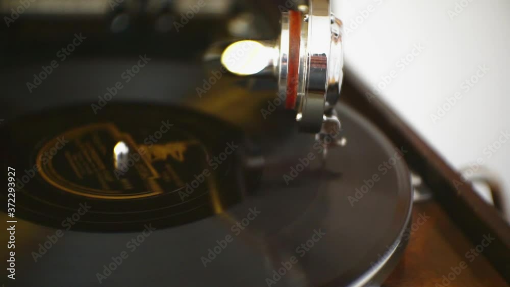 A close-up of a spinning vinyl record on an old patifon.1920X1080 Full Hd. A close-up of a spinning vinyl record on an old patifon.1920X1080 Full Hd.