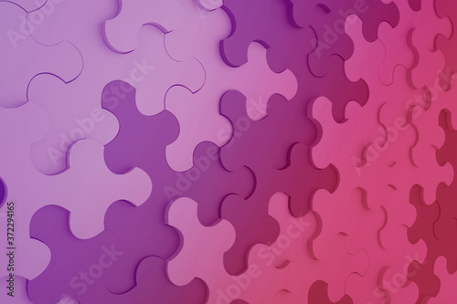 Colorful abstract puzzle pattern texture. Background close up. 3d illustration.