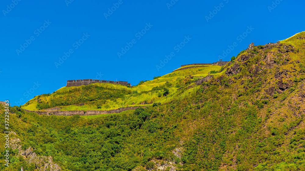 A view looking up towards Brimstone Hill Fort in St Kitts