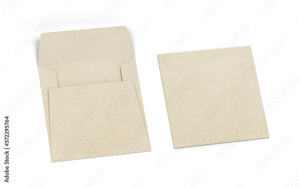 Blank paper square envelope mockup